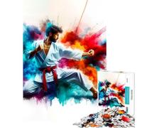 Puzzle da 1000 pezzi per ragazzi combattente di karate esplosione di colori stimola la mente decorazione per la casa gioco pratico per ragazzi dai 14 anni in su 50x75cm