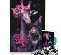 Puzzle da 1000 pezzi per ragazzi compagni fantasiosi︰ Giraffa e Strega Buona Giochi per tutta la famiglia divertenti e umoristici Adatti anche come decorazione da scrivania 38x52cm