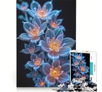 Puzzle da 1000 pezzi per ragazzi, composizione floreale blu e arancione fluorescente, giochi per famiglie, divertimento in famiglia, collezione d'artista, belle arti 38x52cm