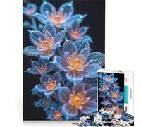 Puzzle da 1000 pezzi per ragazzi, composizione floreale blu e arancione fluorescente, gioco impossibile, interazione genitore-figlio, regalo di Natale e compleanno 50x75cm