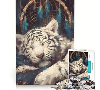 Puzzle da 1000 pezzi per ragazzi con acchiappasogni raffigurante una tigre bianca addormentata giocattolo educativo attività divertenti da fare a casa gioco stimolante regalo 38x52cm