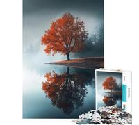 Puzzle da 1000 pezzi per ragazzi con albero autunnale e riflessi ideale per giochi educativi opere d'arte e regali con taglio di precisione (dimensioni 50x75cm)