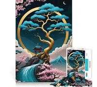 Puzzle da 1000 pezzi per ragazzi con albero di ciliegio in fiore e bonsai,incastro preciso,gioco stimolante per la mente,momento di relax,attività per il compleanno (38x26cm)