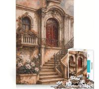Puzzle da 1000 pezzi per ragazzi con architettura italiana e dipinti floreali, gioco educativo, decorazione murale, per rafforzare l'amore tra le coppie 38x26cm