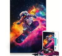 Puzzle da 1000 pezzi per ragazzi con astronauta che fa snowboard nello spazio,gioco divertente e stimolante per la mente,ideale per il tempo libero e come decorazione natalizia (50x75cm)