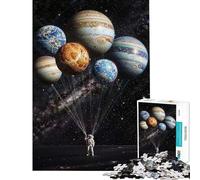 Puzzle da 1000 pezzi per ragazzi con astronauta che tiene in mano palloncini a forma di pianeta nello spazio Puzzle per adulti gioco pratico ideale per passare il tempo durante le vacanze o come