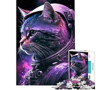 Puzzle da 1000 pezzi per ragazzi con astronauta e gatto spaziale difficile e stimolante decorazione per la casa giocattolo antistress adatto a partire dai 14 anni (38x52cm)
