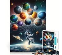 Puzzle da 1000 pezzi per ragazzi con astronauta e pianeti,palloncini,giunture lisce,divertimento,allenamento mentale,gioco casual,decorazione natalizia (50x75cm)