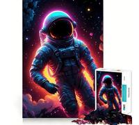 Puzzle da 1000 pezzi per ragazzi con astronauta,spazio,neon,decorazioni dai tagli precisi,gioco cognitivo,giocattolo per il tempo libero,regalo di Natale rilassante (50x75cm)