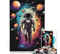 Puzzle da 1000 pezzi per ragazzi con astronauti e pianeti colorati, gioco pratico, divertente e spiritoso, ideale come regalo di compleanno o per occasioni speciali 38x26cm