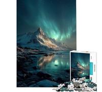 Puzzle da 1000 pezzi per ragazzi con aurora boreale su montagne innevate Giocattolo educativo rompicapo adatto alle coppie regalo divertente (dimensioni 75x50cm)