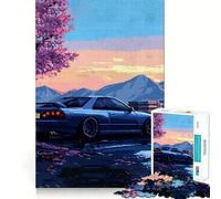 Puzzle da 1000 pezzi per ragazzi con auto e fiori di ciliegio,intagli precisi,gioco divertente per allenare la concentrazione e creare un'atmosfera rilassante,regalo di Natale (38x52cm)