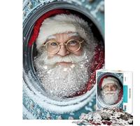 Puzzle da 1000 pezzi per ragazzi con Babbo Natale che sbircia attraverso i puzzle per adulti giocattolo decorativo da parete modello da assemblare compleanno e Natale (50x75cm)