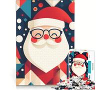 Puzzle da 1000 pezzi per ragazzi con Babbo Natale geometrico, giocattolo decorativo da parete, per divertimento in famiglia, per rafforzare l'amore tra le coppie 38x26cm