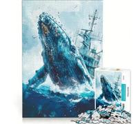 Puzzle da 1000 pezzi per ragazzi con balena che emerge da una nave gioco per famiglie divertente e umoristico adatto anche come decorazione da scrivania 38x26cm