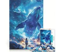 Puzzle da 1000 pezzi per ragazzi con balena gigante e ragazza, gioco pratico, passatempo ideale per le vacanze, compleanno e Natale 38x26cm