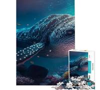 Puzzle da 1000 pezzi per ragazzi con balena nell'oceano gioco rilassante giocattolo avvincente per coltivare la pazienza ottimo regalo sfida impegnativa (dimensioni 38x52cm)