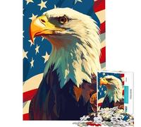 Puzzle da 1000 pezzi per ragazzi con bandiera americana e aquila calva illustrazione patriottica sfida per l'intelligenza giocattolo divertente che crea dipendenza migliora la memoria regalo artistico