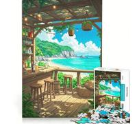 Puzzle da 1000 pezzi per ragazzi con bar sulla spiaggia e vista sull'oceano, giocattolo educativo, decorazione per la casa, compleanni e occasioni speciali 38x26cm