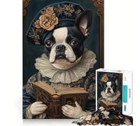 Puzzle da 1000 pezzi per ragazzi con Boston Terrier,studioso rinascimentale,bordi precisi,gioco di logica,divertimento rilassante,regalo di Natale 38x52cm