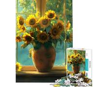 Puzzle da 1000 pezzi per ragazzi con bouquet di girasoli e casetta attività divertenti da fare a casa gioco educativo per famiglie dai 14 anni in su (50x75cm)