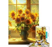 Puzzle da 1000 pezzi per ragazzi con bouquet di girasoli e casetta ideale per compleanni Natale e divertimento in famiglia Giocattolo educativo adatto a persone dai 14 anni in su (38x26cm)