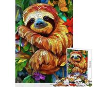 Puzzle da 1000 pezzi per ragazzi con bradipo nella vegetazione tropicale gioco interattivo educativo decorativo per la casa rilassante e stimolante per l'intelletto (38x26cm)