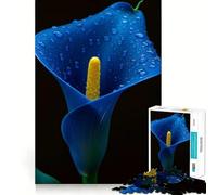 Puzzle da 1000 pezzi per ragazzi con calla blu e gocce di rugiada,disegno dai bordi precisi,gioco di logica,divertimento rilassante,regalo di Natale artistico 38x26cm
