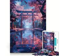 Puzzle da 1000 pezzi per ragazzi con cancello Torii a fiori di ciliegio,design finemente intagliato,gioco di concentrazione,regalo per momenti di pace,regalo di Natale per il tempo libero (38x26cm)