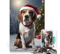 Puzzle da 1000 pezzi per ragazzi con cane Beagle,divertente,a tema natalizio,con taglio netto,puzzle logico,gioco per il tempo libero,regalo di Natale rilassante (38x52cm)