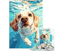Puzzle da 1000 pezzi per ragazzi con cane che nuota sott'acqua illustrazione sfida per l'intelligenza giocattolo educativo che crea dipendenza migliora la memoria regalo di compleanno (38x26cm)
