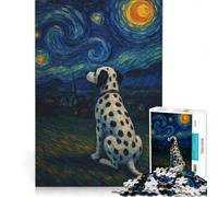 Puzzle da 1000 pezzi per ragazzi con cane dalmata in una notte stellata, gioco educativo, divertente antistress, regalo di Natale o compleanno 50x75cm