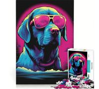 Puzzle da 1000 pezzi per ragazzi con cane in stile Miami Vice, gioco interattivo, difficile e stimolante, cerca un gioco impegnativo 38x26cm