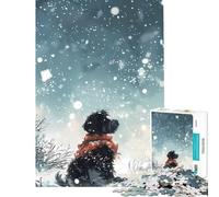 Puzzle da 1000 pezzi per ragazzi con cane in un paesaggio invernale innevato gioco pratico ed educativo regalo divertente e spiritoso per donne e uomini (dimensioni 38x52cm)