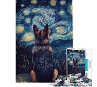 Puzzle da 1000 pezzi per ragazzi con cane sotto una notte stellata ideale per adulti e famiglie con schema di assemblaggio e regalo per tutta la famiglia (dimensioni 38x52cm)