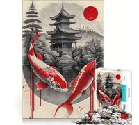 Puzzle da 1000 pezzi per ragazzi con carpa koi rossa e icona giapponese gioco rompicapo difficile e stimolante ideale come regalo per tutta la famiglia 38x26cm
