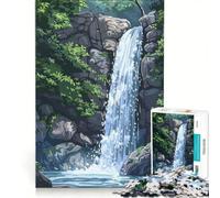 Puzzle da 1000 pezzi per ragazzi con cascata in una foresta lussureggiante gioco educativo gara di velocità manuale sfida unica 50x75cm