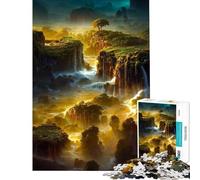 Puzzle da 1000 pezzi per ragazzi con cascata nella foresta natura giochi rilassanti giocattoli che creano dipendenza per coltivare la pazienza opera d'arte regalo decorazione da parete (38x52cm)