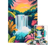 Puzzle da 1000 pezzi per ragazzi con cascata tropicale al tramonto gioco educativo e stimolante ideale come regalo di compleanno (dimensioni 75x50cm)