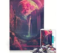 Puzzle da 1000 pezzi per ragazzi con cascate e il Pianeta Rosso giocattolo educativo sfida impegnativa ideale come regalo 38x52cm