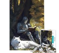 Puzzle da 1000 pezzi per ragazzi con cavaliere che legge e lupo come compagno Giocattolo educativo gioco impossibile per tutta la famiglia regalo per compleanni (dimensioni 38x52cm)