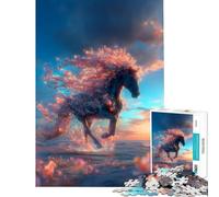 Puzzle da 1000 pezzi per ragazzi con cavallo floreale in un paesaggio da sogno sfida per l'intelligenza giocattolo avvincente giochi rilassanti decorazione da parete ottimo regalo (dimensioni 38x26cm)