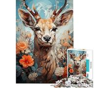 Puzzle da 1000 pezzi per ragazzi con cervi e fiori Un rompicapo impegnativo per compleanni e Natale perfetto per tutta la famiglia 38x52cm