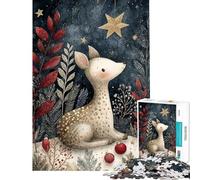 Puzzle da 1000 pezzi per ragazzi con cervo ad acquerello nella foresta invernale Gioco divertente decorazione perfetta idea regalo per tutta la famiglia (dimensioni 38x52cm)