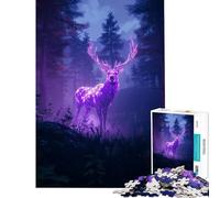Puzzle da 1000 pezzi per ragazzi con cervo al neon nella foresta gioco educativo e stimolante per tutta la famiglia ideale come regalo (dimensioni 75x50cm)