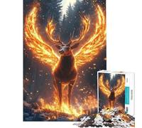 Puzzle da 1000 pezzi per ragazzi con cervo infuocato e fenice ibrido animale Puzzle per famiglie decorazione per la casa e interazione genitore-figlio (dimensioni 50x75cm)