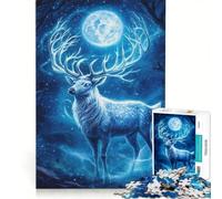 Puzzle da 1000 pezzi per ragazzi con cervo, luna e animali, antistress, per divertimento in famiglia, regalo per amici e parenti 50x75cm
