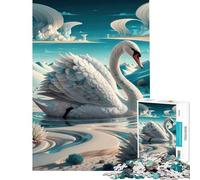 Puzzle da 1000 pezzi per ragazzi con cigno in un paesaggio surreale gioco rilassante ed educativo ideale come regalo di compleanno o per migliorare la memoria (dimensioni 38x26cm)