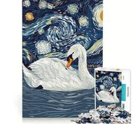 Puzzle da 1000 pezzi per ragazzi con cigno in una notte stellata giocattolo educativo sfida impegnativa ideale come regalo 38x52cm