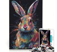 Puzzle da 1000 pezzi per ragazzi con coniglietto colorato e gocce di colore, gioco interattivo, migliora la memoria, compleanno e Natale 50x75cm